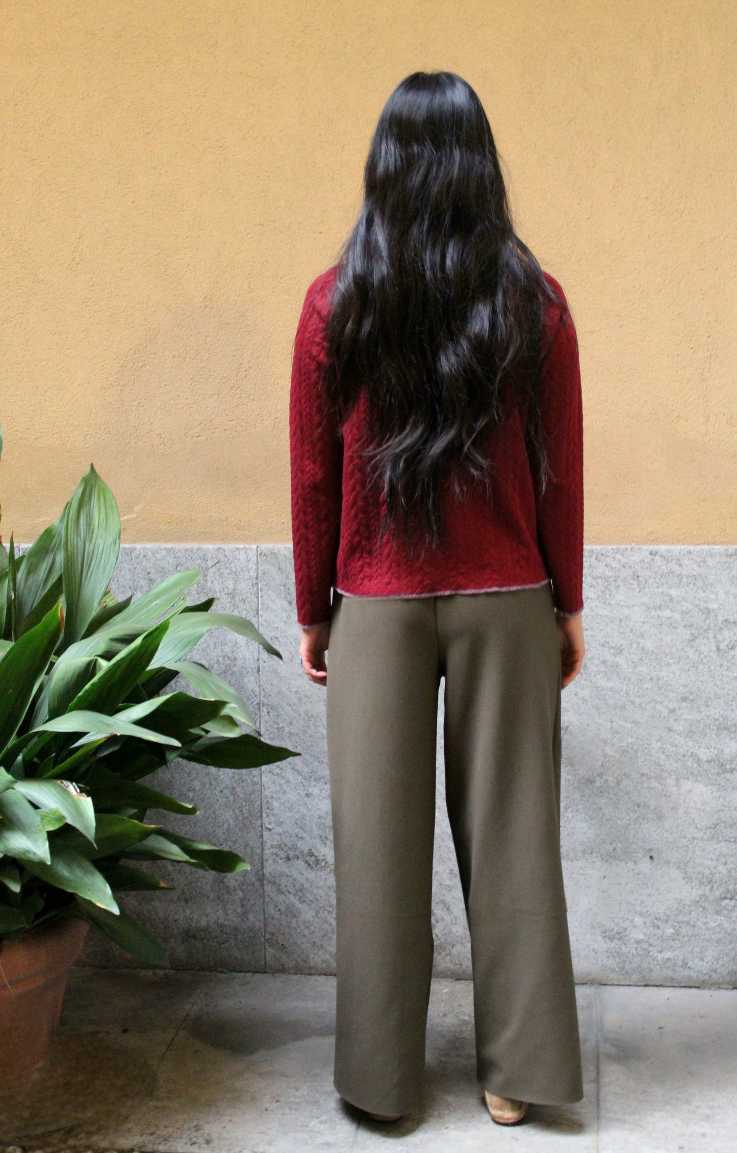 Jogger con elastico in vita scuba felpato verde militare