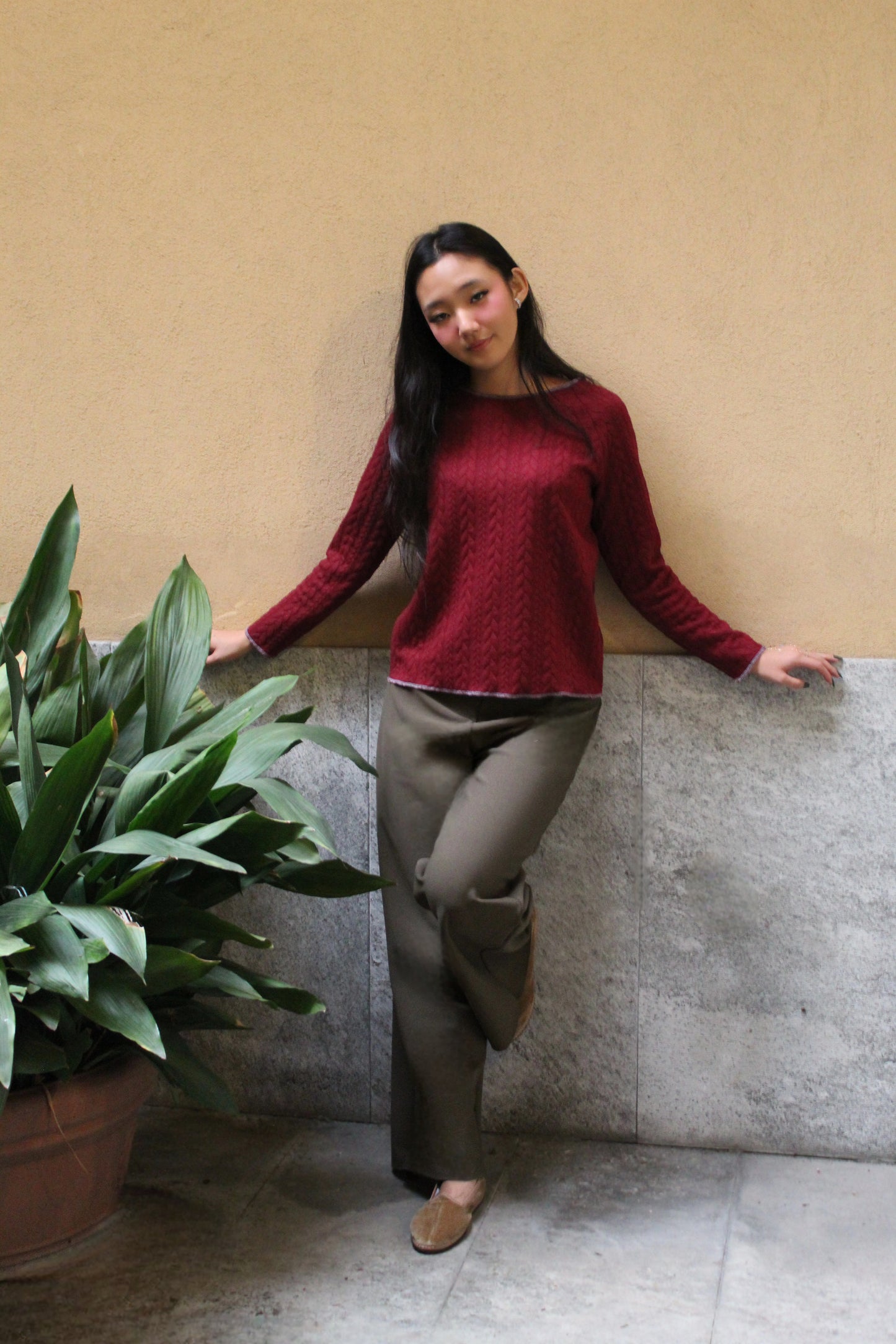 Jogger con elastico in vita scuba felpato verde militare