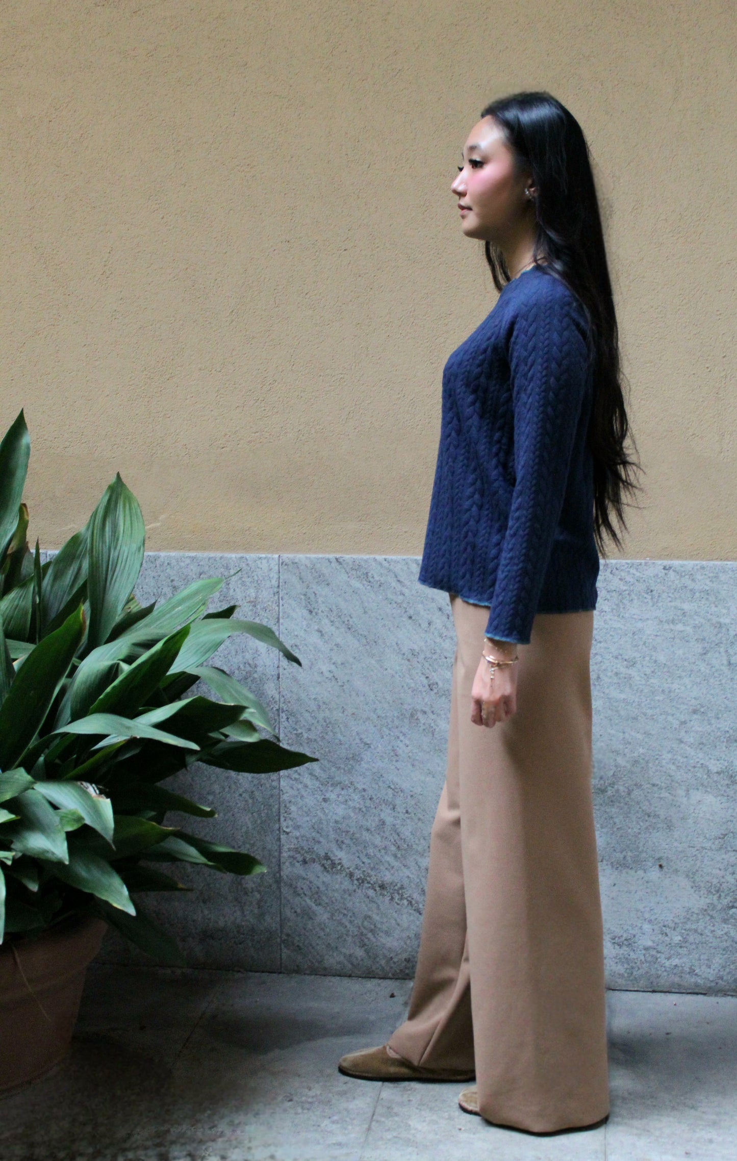 Jogger con elastico in vita scuba felpato beige