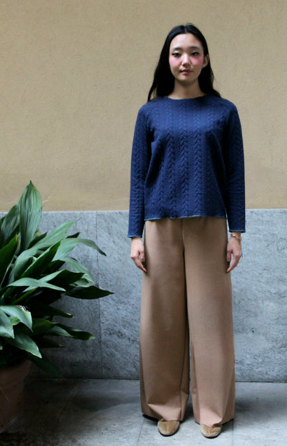 Jogger con elastico in vita scuba felpato beige