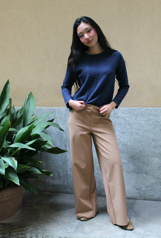 Jogger con elastico in vita scuba felpato beige