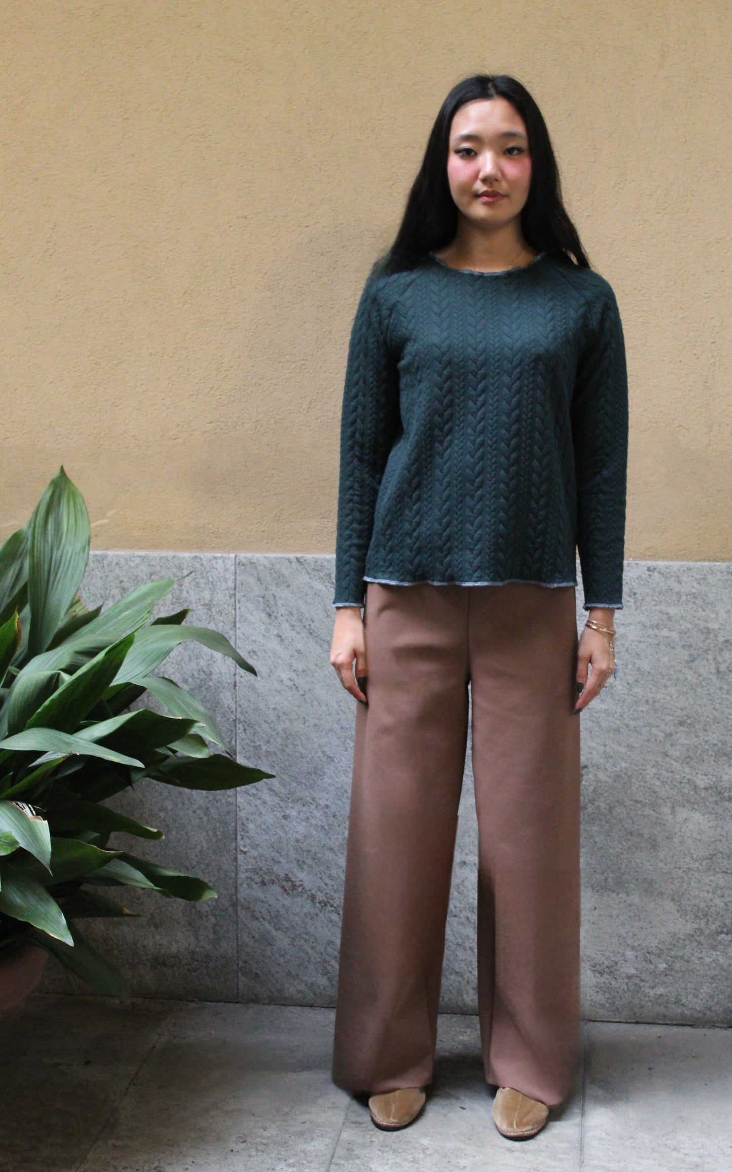 Jogger con elastico in vita scuba felpato tortora