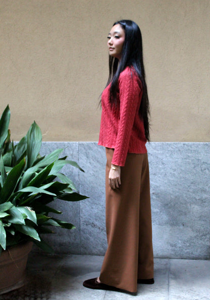 Jogger con elastico in vita scuba felpato cammello