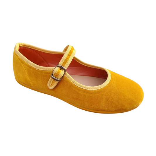 Ballerine di velluto giallo senape