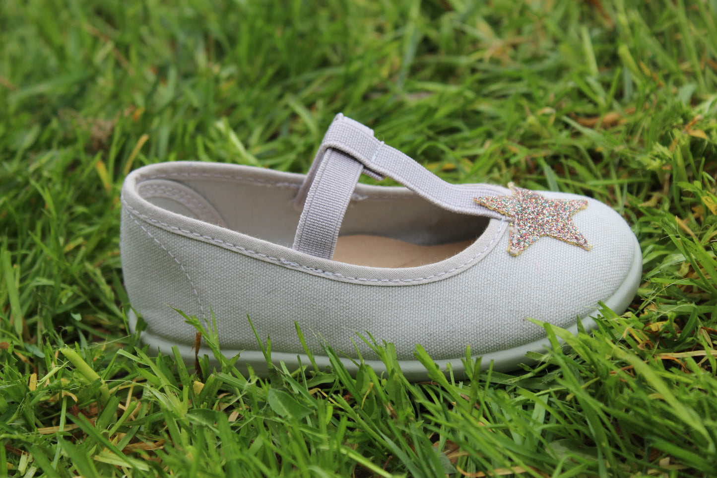 Ballerine stella in cotone verde acqua