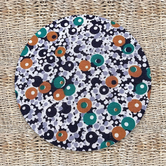 Camicia maniche corte cotone fermo geometrico blu e arancio