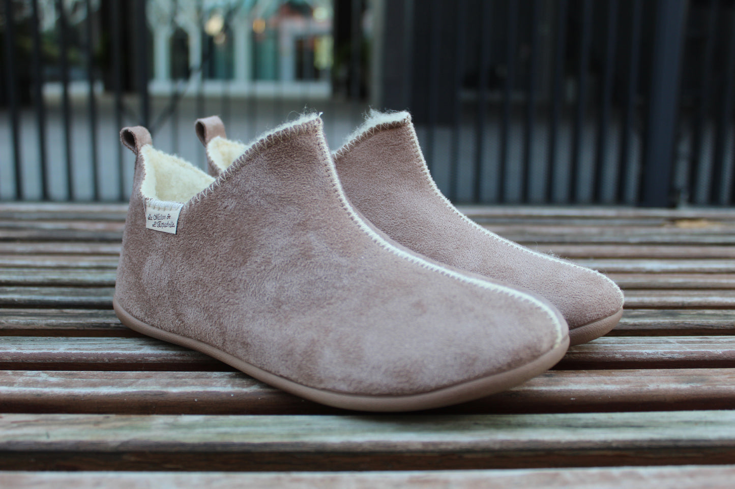 Stivaletti alcantara lana vergine taupe