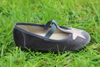 Ballerine in velluto grigio con stella