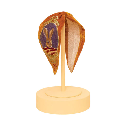 Cerchietto a fascia velluto oro Coniglio