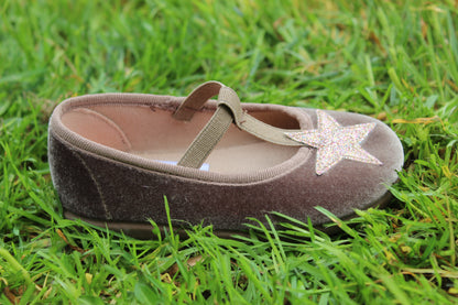 Ballerine in velluto taupe con stella