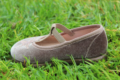 Ballerine in velluto taupe con stella