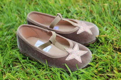 Ballerine in velluto taupe con stella