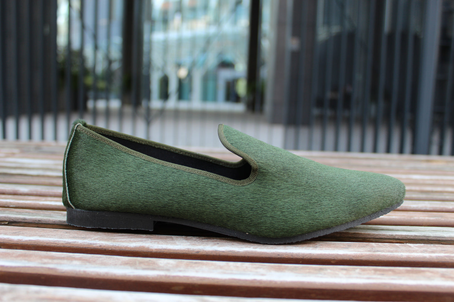 Slippers effetto cavallino verde bosco