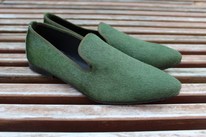 Slippers effetto cavallino verde bosco