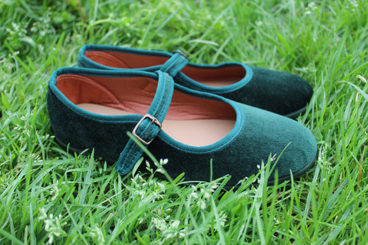 Ballerine in velluto verdone