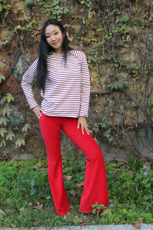 Pantazampa velluto a coste rosso