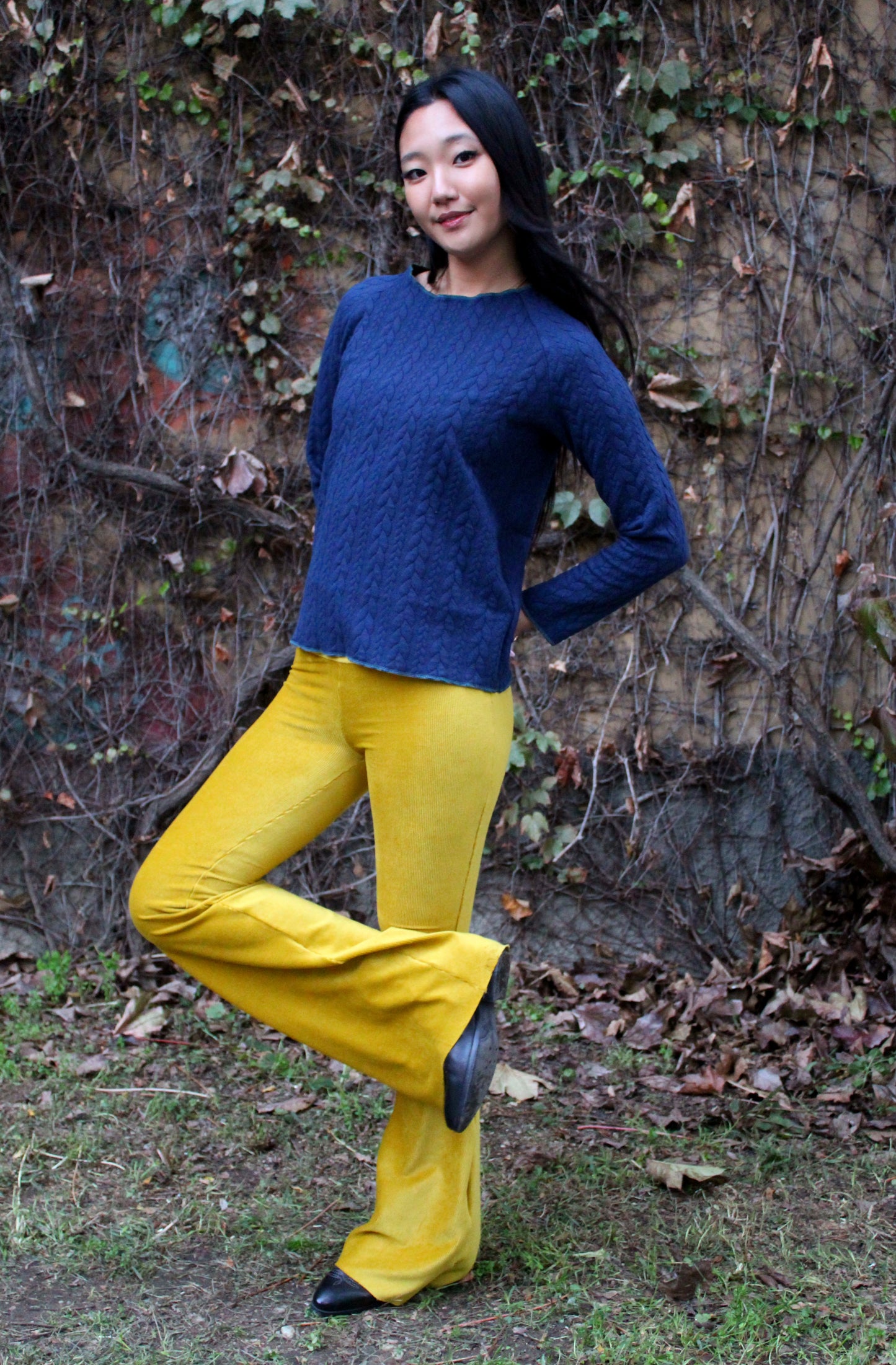 Pantazampa velluto a coste giallo lime