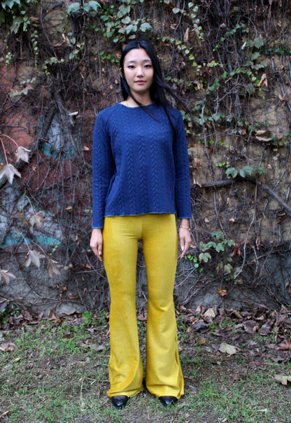 Pantazampa velluto a coste giallo lime