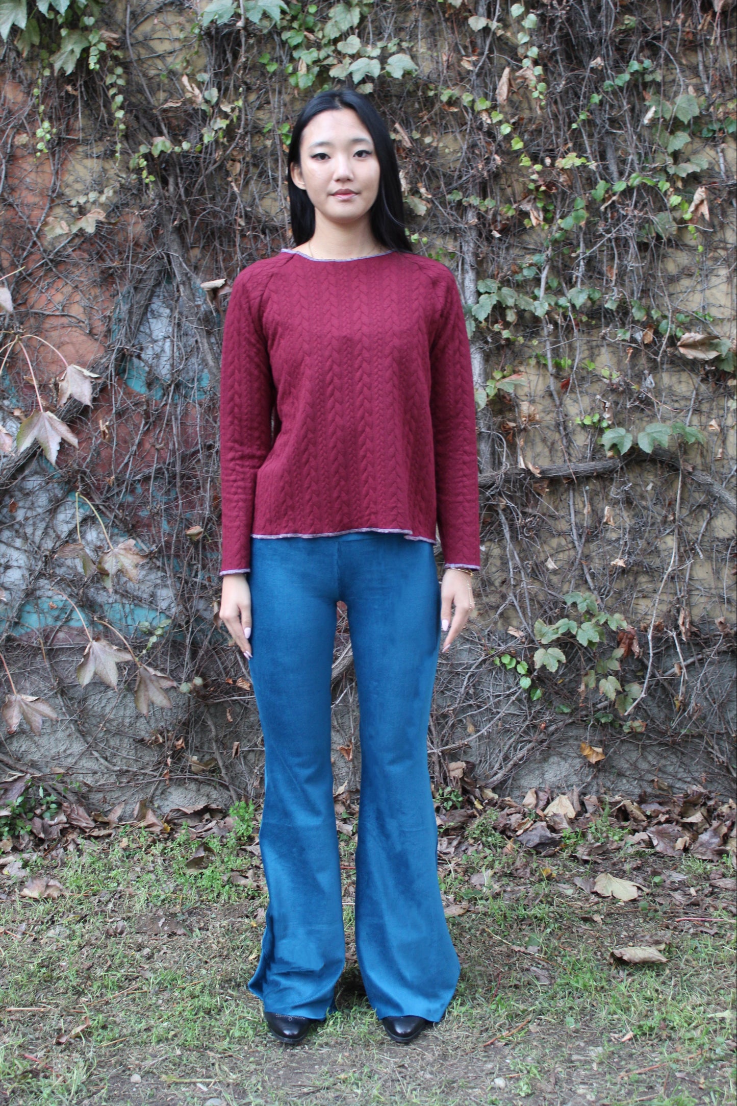 Pantazampa velluto a coste ottanio