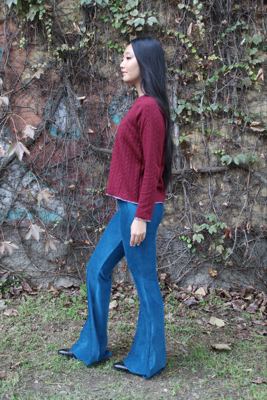 Pantazampa velluto a coste ottanio