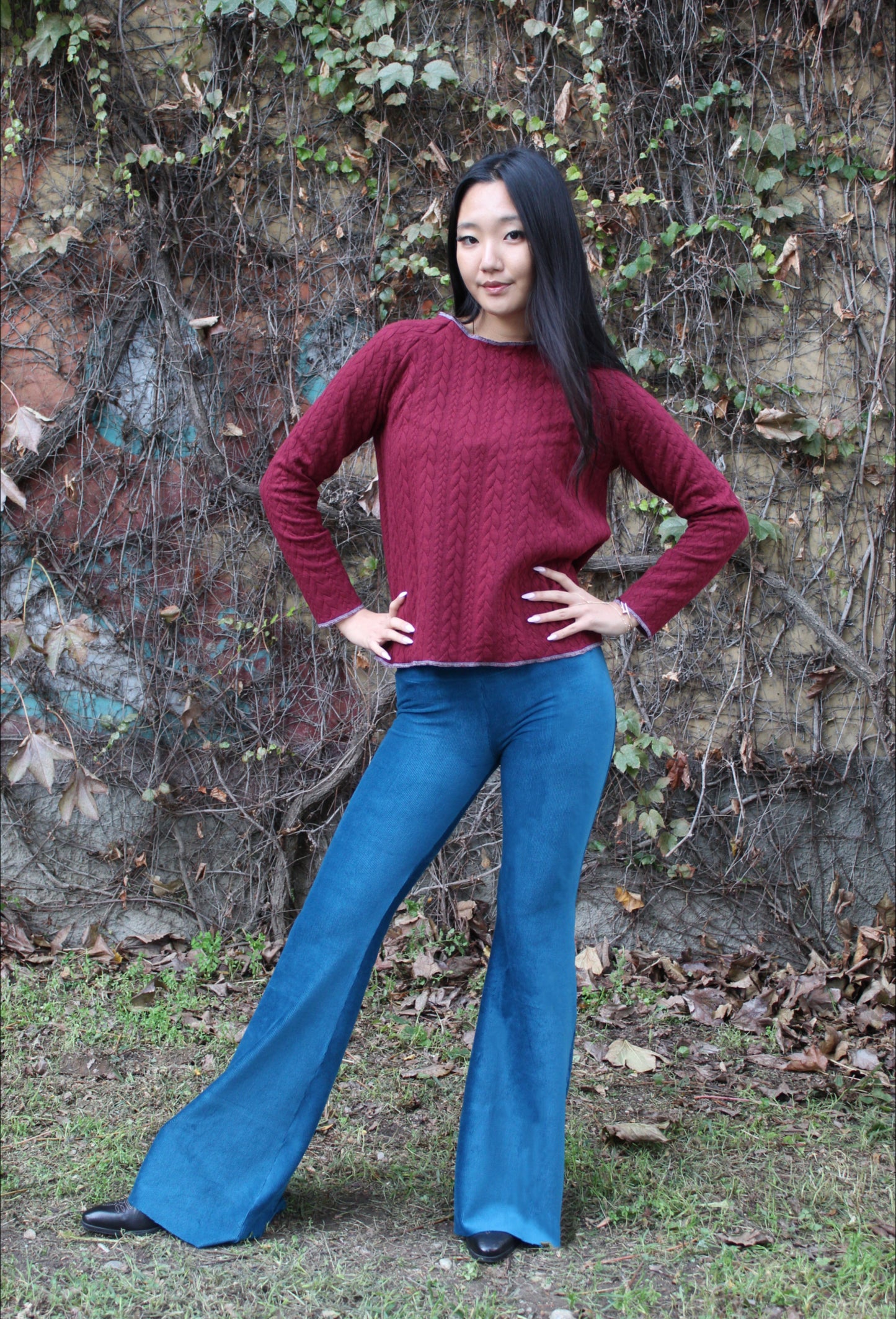 Pantazampa velluto a coste ottanio