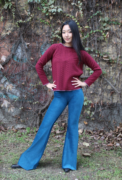 Pantazampa velluto a coste ottanio