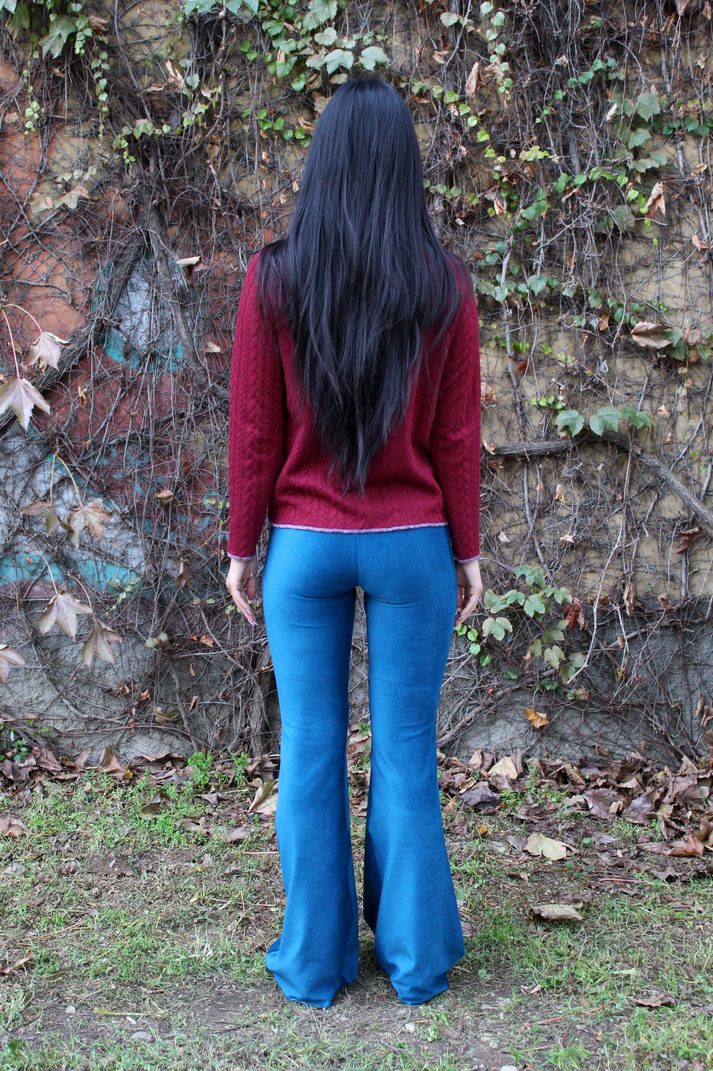 Pantazampa velluto a coste ottanio