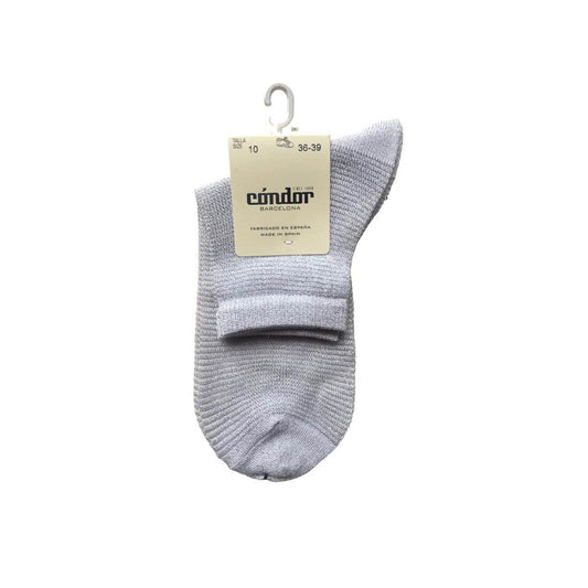 Calzini corti argento in filato metallico con punto rigato