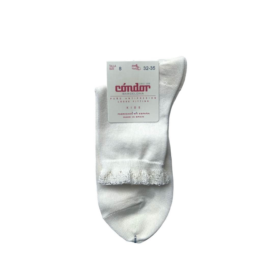 Calzini corti panna con bordo merletto