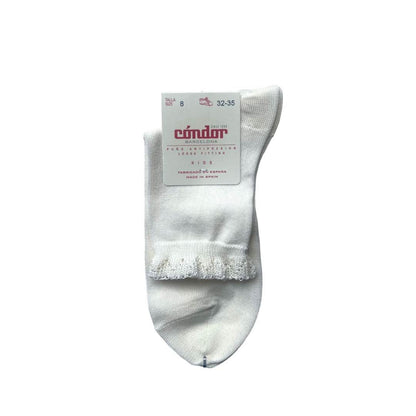 Calzini corti panna con bordo merletto