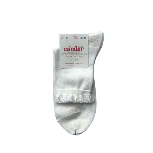 Calzini corti panna con bordo merletto