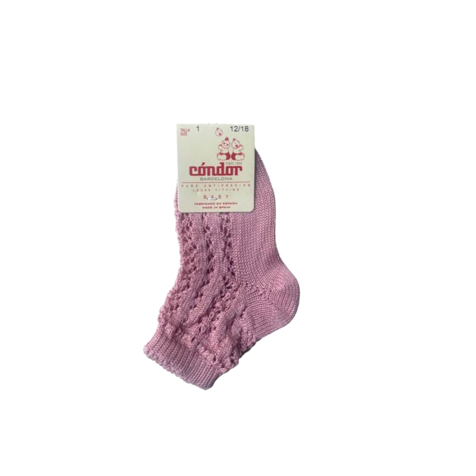 Calzino traforato rosa pallido
