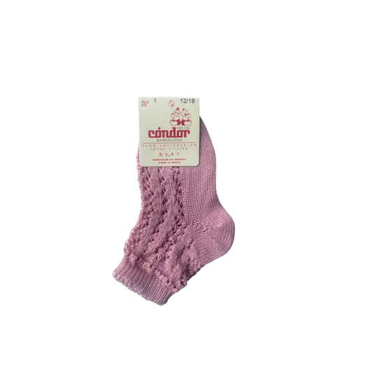 Calzino traforato rosa pallido