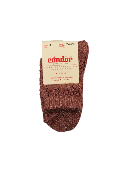 Calzini corti traforati glitter rosa