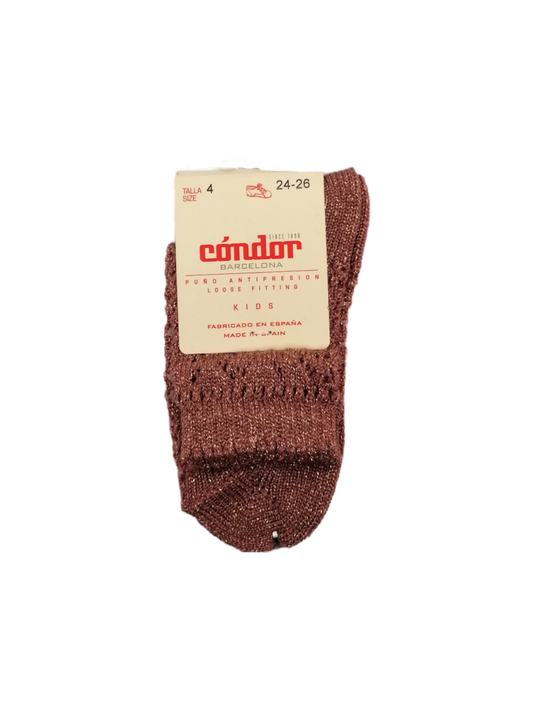 Calzini corti traforati glitter rosa