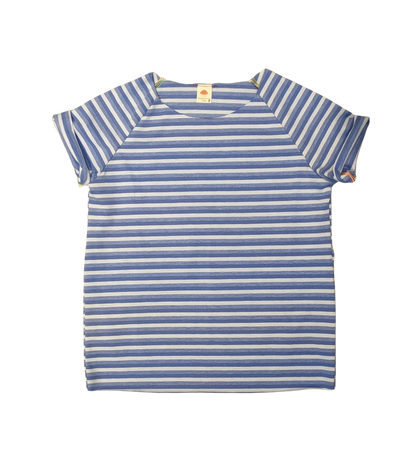 T-shirt righe azzurre -taglio vivo