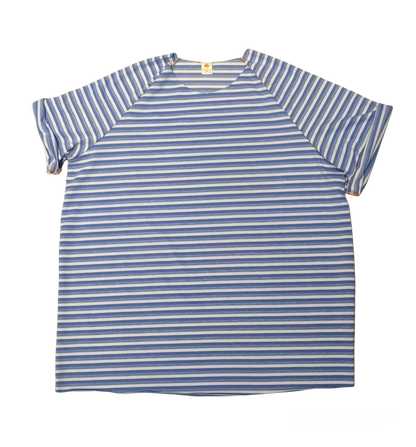 T-shirt righe azzurre -taglio vivo
