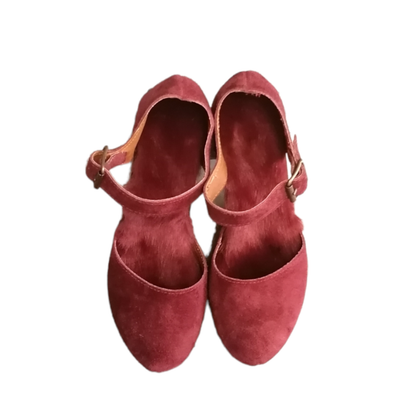 Zoccoli con pelo bordeaux