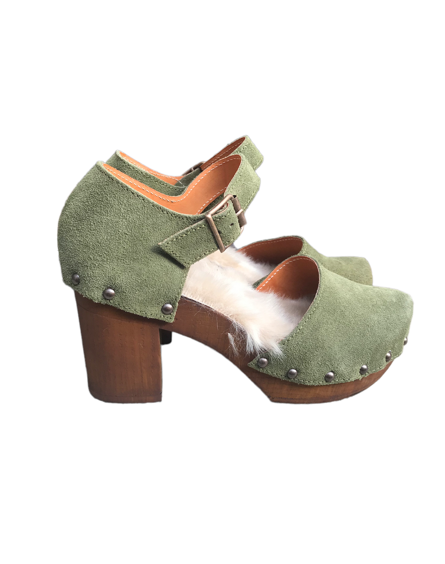 Zoccoli con pelo verde