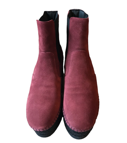 Stivaletto con zeppa bordeaux