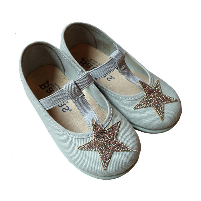 Ballerine stella in cotone verde acqua